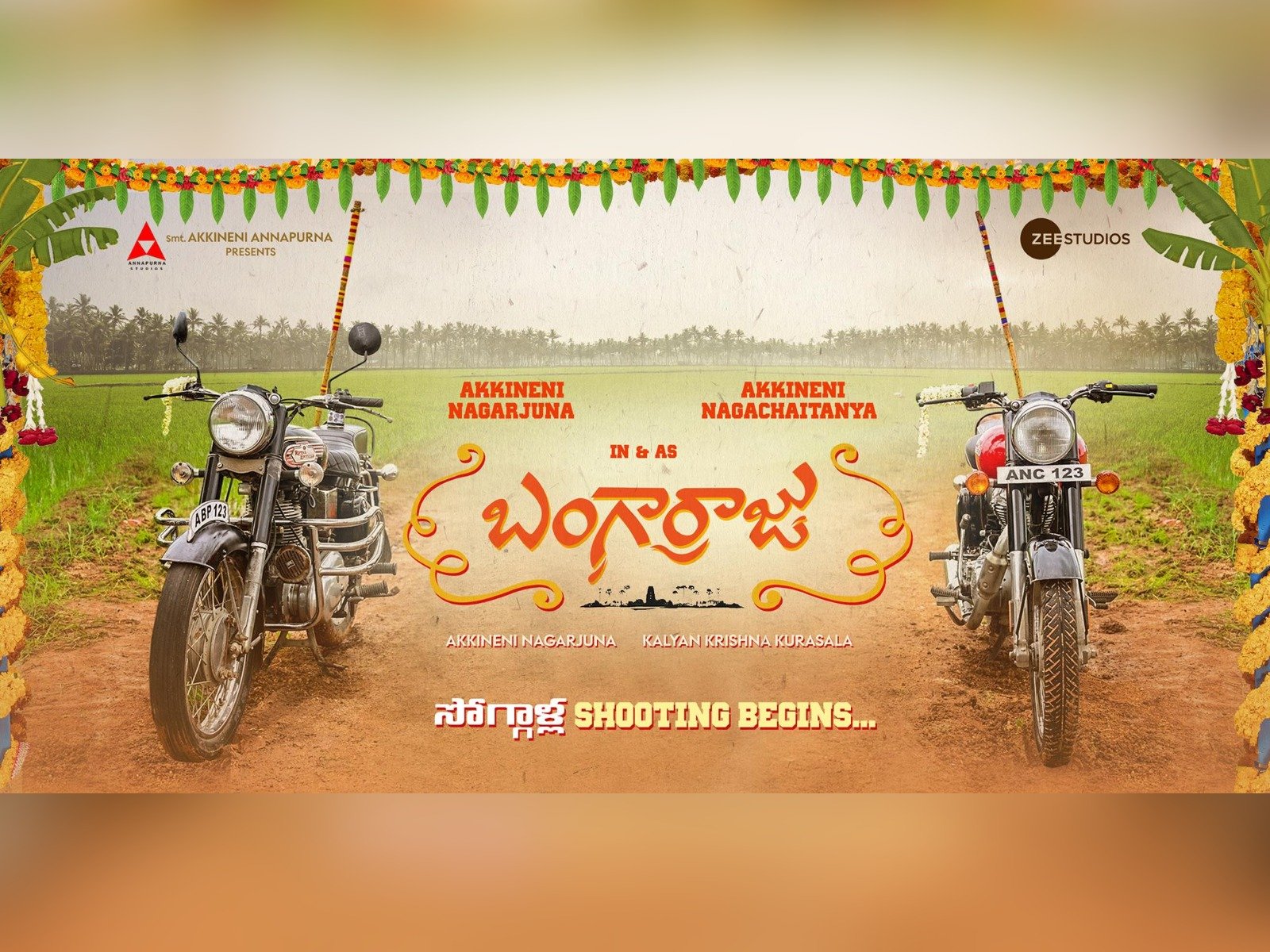 Akkineni Nagarjuna, Naga Chaitanya, Kalyan Krishna, Zee Studios, Annapurna Studios Pvt Ltd Bangaraju Shoot Begins