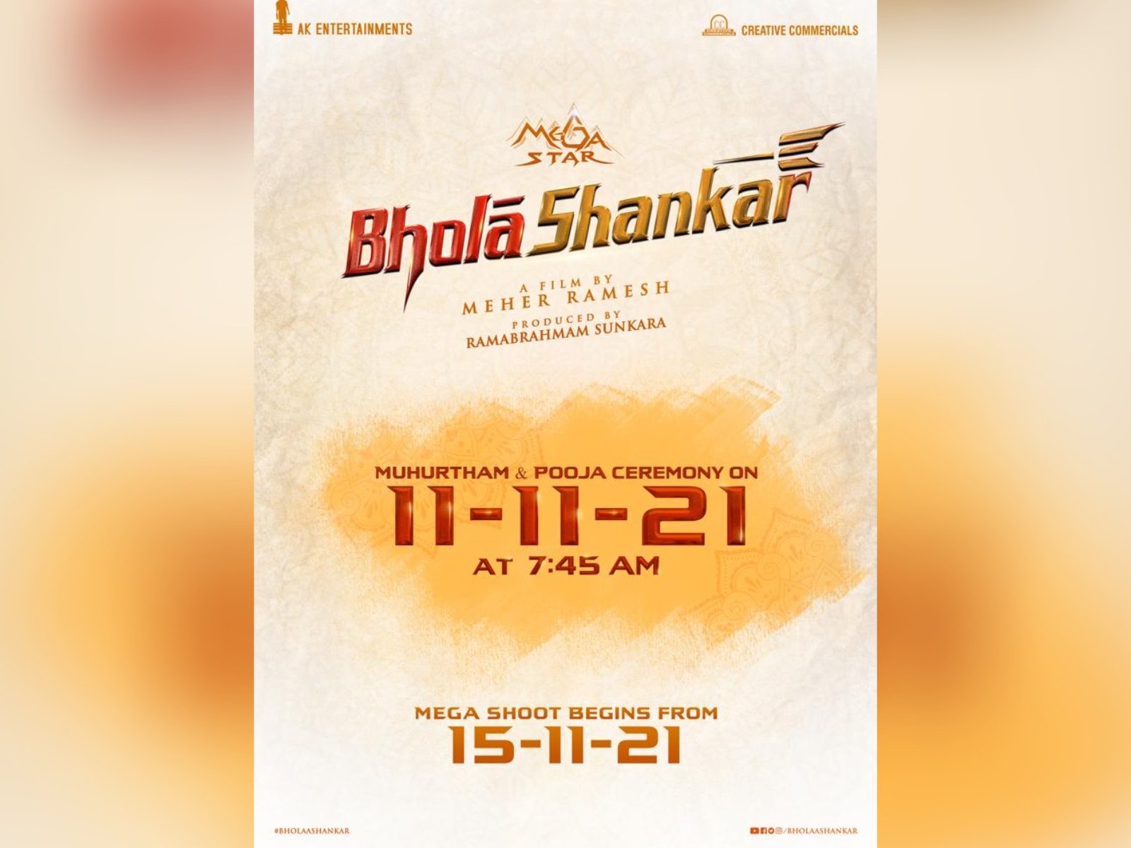 Megastar Chiranjeevi's Bholaa Shankar Muhurtham Fixed