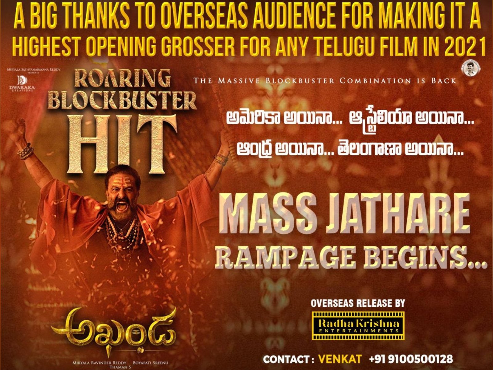 Akhanda Sets Overseas Box Office On Fire