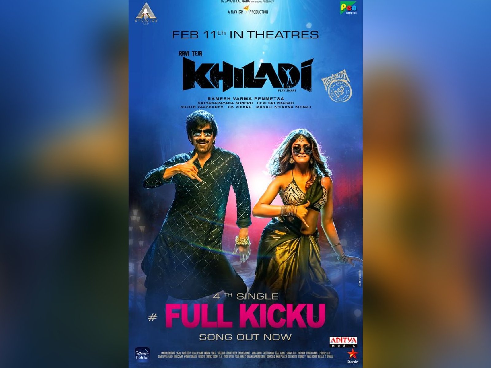 Mass Maharaja Ravi Teja's Khiladi Fourth Single Full Kicku Lyrical Launched