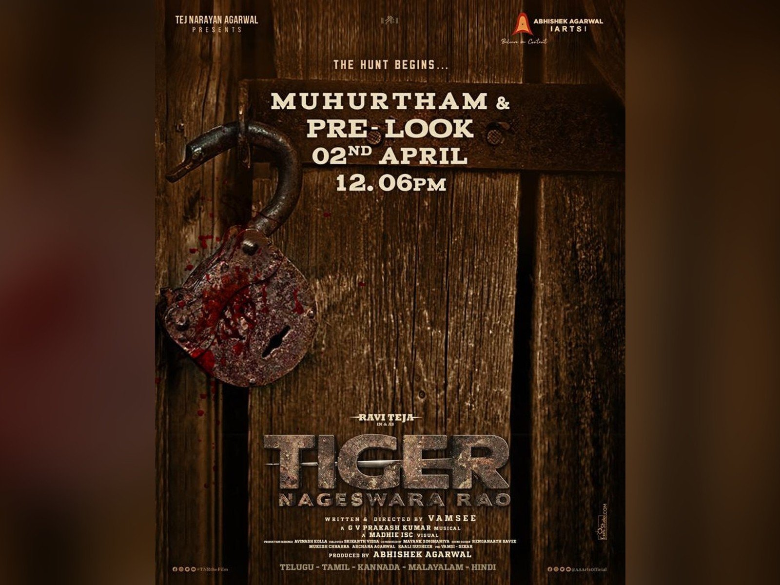 Tiger Nageswara Rao Grand Launching & Pre-Look On April 2nd