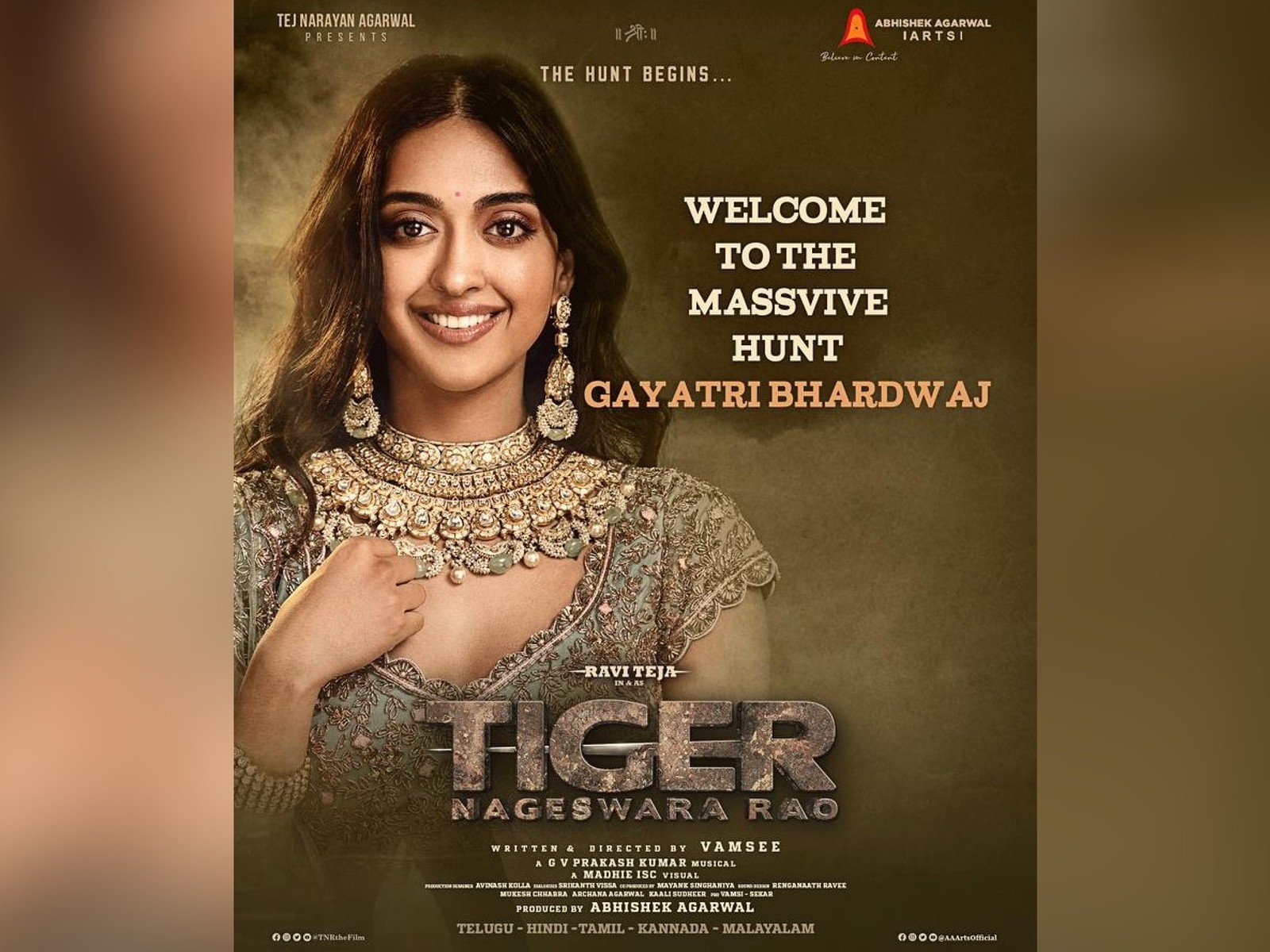 Gayathri Bharadwaj Comes On Board For Ravi Teja's Film Tiger Nageswara Rao