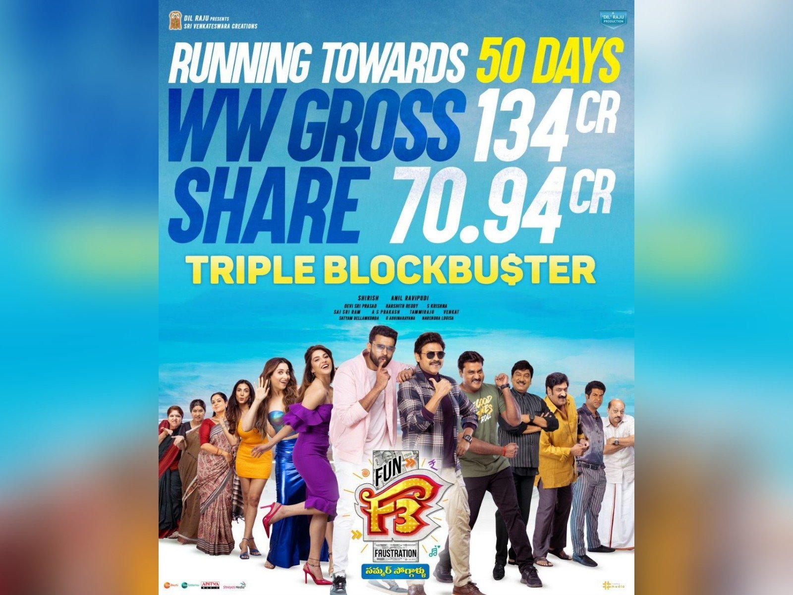 F3 Collected 134 Cr Gross Worldwide In Its Full Run