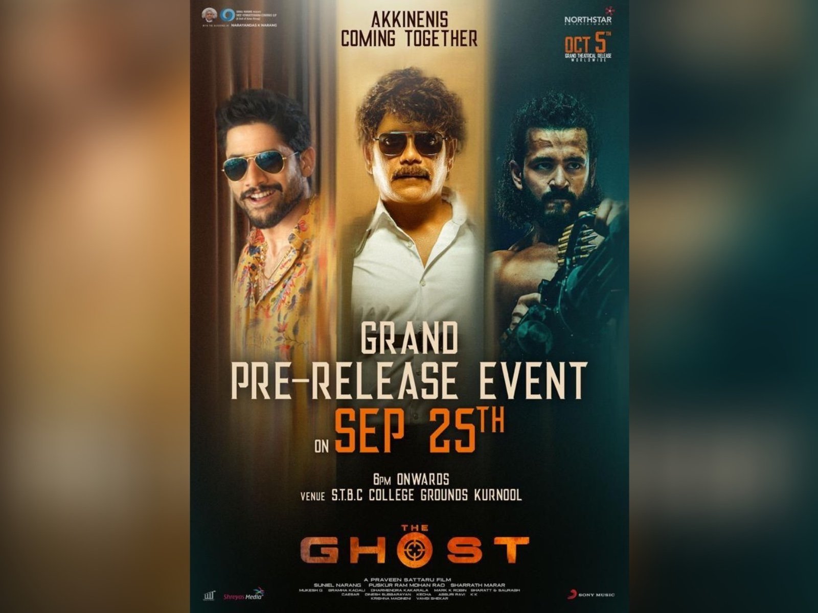 Naga Chaitanya, Akhil To Grace Grand Public Event Of King Nagarjuna‘s The Ghost On Sep 25th