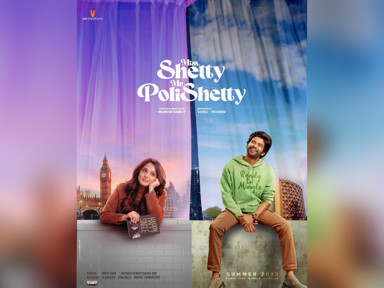 Title poster of Naveen Polishetty, Anushka’s Meet Miss Shetty Mr Polisetty is here.