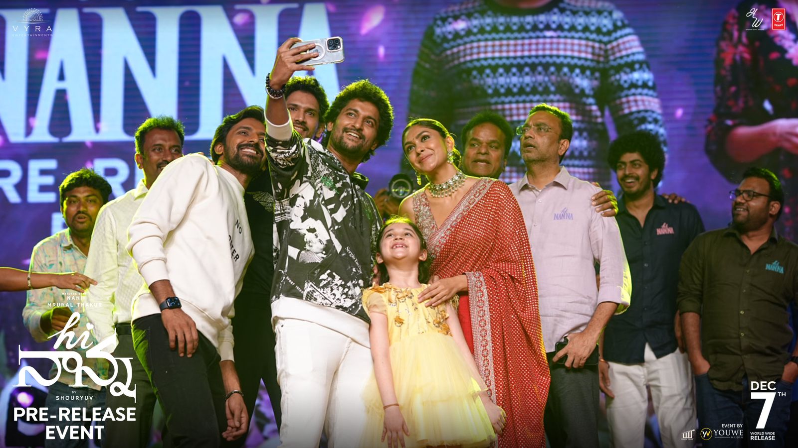 Nani's Heartfelt Wishes: A Celestial Gesture at 'Hi Nanna' Pre-Release Event