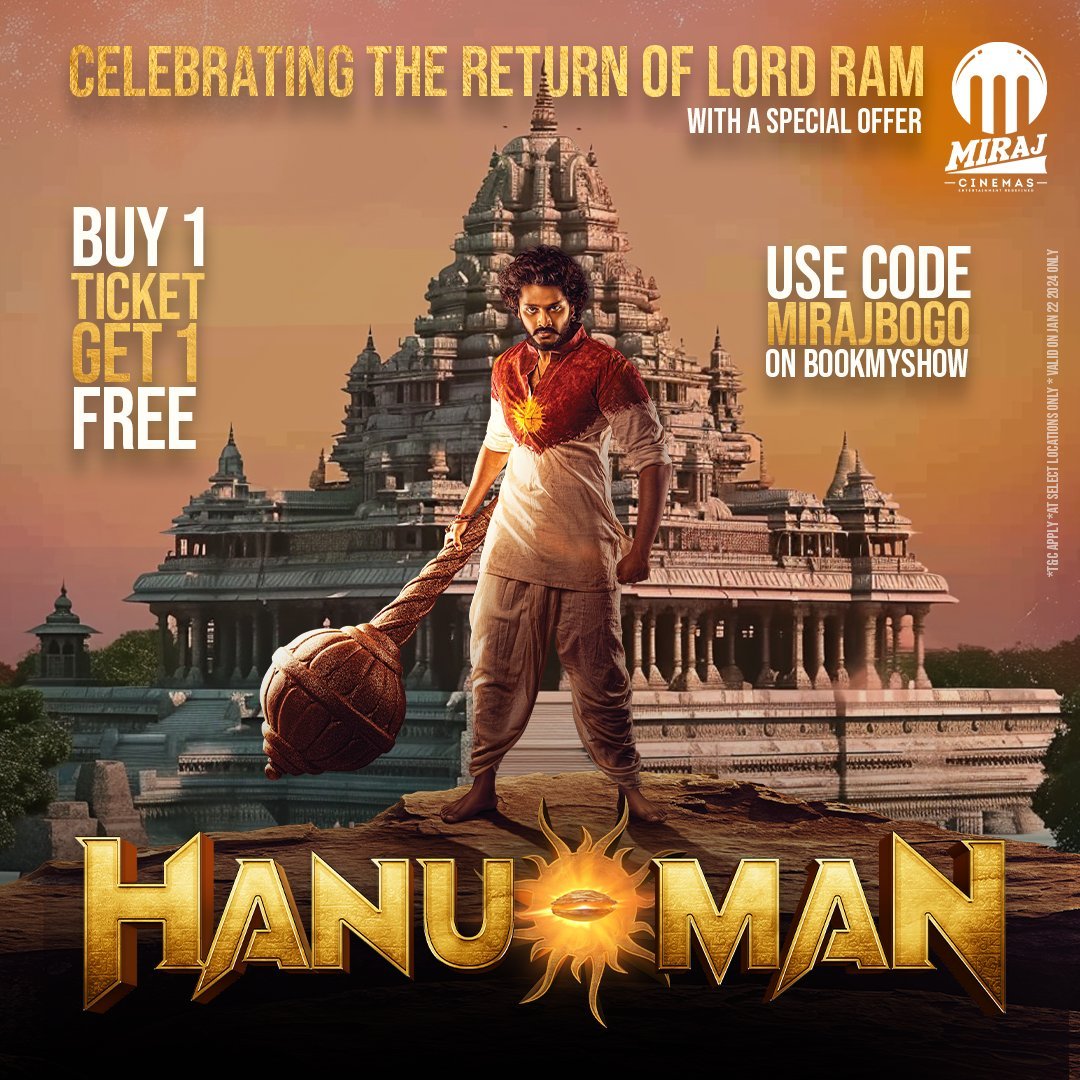 Exciting News! Get A FREE Ticket With The Purchase Of One For The Incredible Show HanuMan! More Information Below.