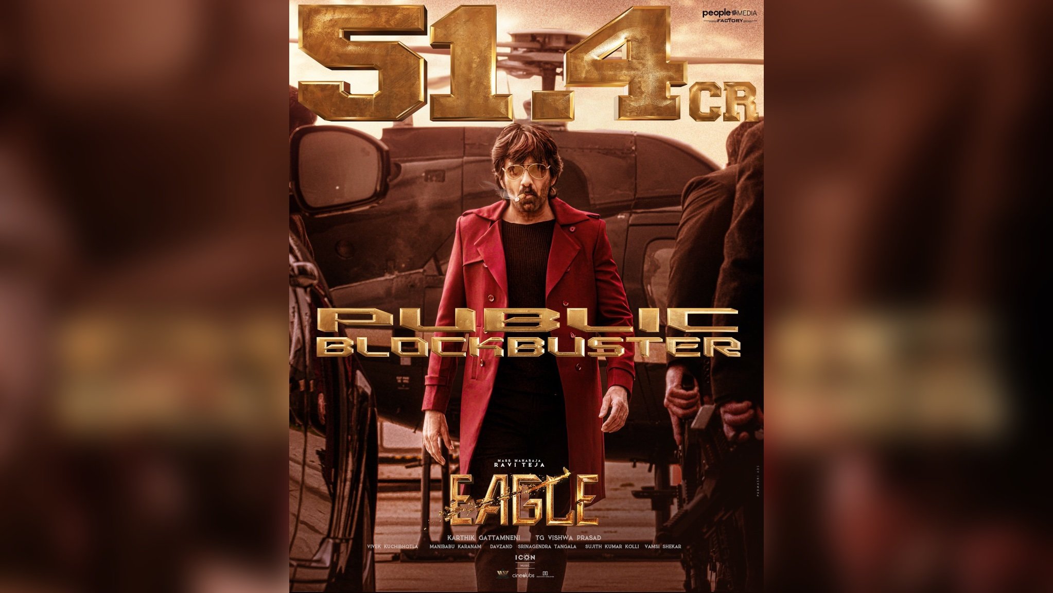 Ravi Teja's film Eagle has crossed the Rs. 50 crore milestone at the box office!