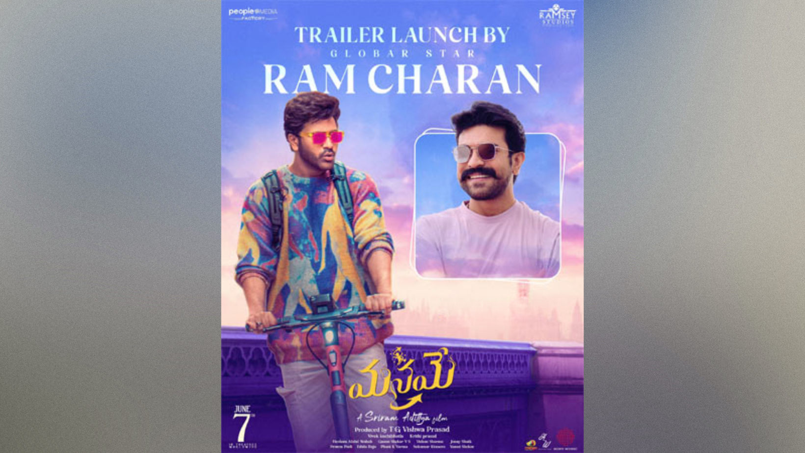 Megapower Star Ram Charan Is All Set To Unveil The Trailer Of Sharwanand’s Manamey.