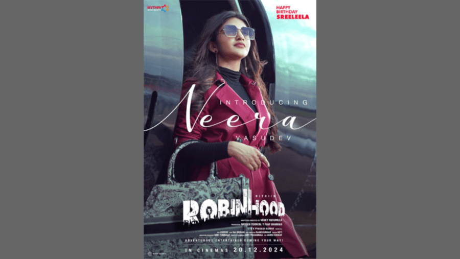 Sreeleela's look poster from Robinhood has been revealed!